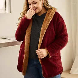 Capispalla Cappotti taglie forti da donna Giacca con cappuccio Pile double face Autunno Inverno Protezione dal freddo Top caldo Oversize Ladies Co