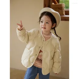 Unten Mantel Mädchen Licht Jacke Baby 2023 Herbst Winter Mode Koreanischen Stil Einfarbig Casual Einfache Süße Warme Kinder