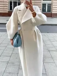 Wełniane mieszanki damskiej eleganckie wełniane płaszcz damski streetwear vintage koreańskie kurtki modowe solidne pojedyncze piersi 2023 jesień zimowe płaszcze 231124