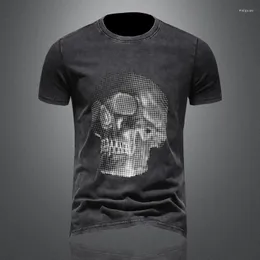 Herren T-Shirts Sommer American Wash Kurzarm Herren Totenkopf Schweres Gewicht Hohe Qualität