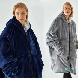 Blankets Wearable Blanket Oversized Hoodie Comfy Lengthened Blanket with Zipper For Men/Woman Hoodie Blankets Christmas Gift