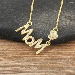 Catene AIBEF Lettera Mamma Ciondolo a forma di cuore Brillante Strass Donna Rame CZ Collana Gioielli Festa della mamma Regalo squisito Girocollo Catena