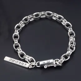 Pure S925 Sterling Silver Vintage Lock Clasps Män Kvinnliga armband för fina smycken 925 Solid Thai Silver O Chain Lovers Bangle 6.3mm