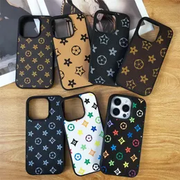 iPhone 15 Pro Max 14 13 12 11 Xr 7 8 Plun Lu Letter Brown Yellow Black Floral Back Cover Luxury Mobile Shell Full Coverage Protection Case