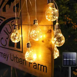 Lampade da giardino Solar LED Fata String Lights Ghirlanda di Natale Decorazione esterna Lampadina IP65 Lampada da sposa impermeabile per mobili da giardino Q231125