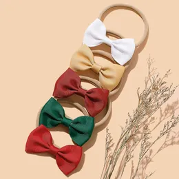 Solid Ribbon Bowknot Hair Clips for Baby Girls Ribbon Bow Nylon Headbands Girls Handmade Bow Nylon Turban Kids Hairpins