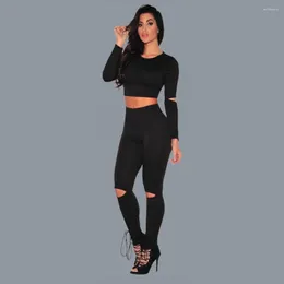 Women's Two Piece Pants Tilapia Solid Elastic Sexy Women Sets Fashion Short Top And 2in1 Sheath Set