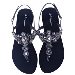 Sandali Estate Donna Sandali con tacco da spiaggia Lady Retro String Bead Scarpe Mujer Boho Tstrap Flops Diamond ParentChild Pantofola Plus Size 230425