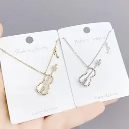 Chains Nordic Violin Necklace Women's European And American Fashion Micro-Inlaid Guitar Clavicle Chain Pendant Women