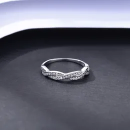 Retro Ripple Full Diamond S925 Srebrny pierścionek biżuteria moda Kobiety mikro zestaw cyrkon super błyszcząc pierścionek dla kobiet przyjęcie weselne Walentynki Prezent Świąteczny SPC