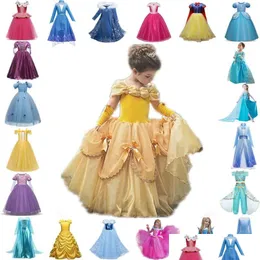 Meninas Vestidos Princesa Traje Crianças Festa de Halloween Cosplay Dress Up Crianças Disfarce de Natal 4-10 Anos Roupas Drop Delivery Baby Dhk2D