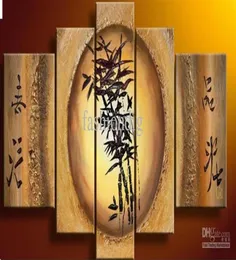 Bamboo Feng Shui Oil Painting Canvas Fortune Decoration Home Office Wall Art Decor Gifter Gift Handmade New321U5498576
