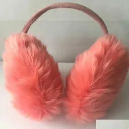 Kulak muffs kulak muffs 2023 Sahte düz renkli kış kapakları Bulanık sıcak kulaklıklar kadınlar için peluş ers stili R231009 Damla Teslimat Moda Acce DHF7M