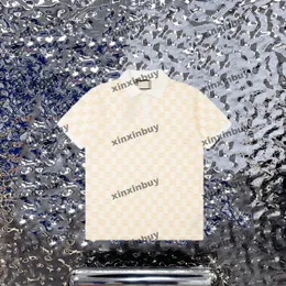 Xinxinbuy Men Designer Tee T Shirt 23ss Paris Jacquard Letter Fabric Bawełna Kobiety Czarny Brown niebieski Khaki S-2xl