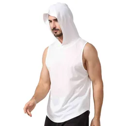 Gilet à capuche mince et respirant pour hommes, vêtements de gymnastique en maille à séchage rapide, gilet sans manches pour entraînement de course à pied et de basket-ball