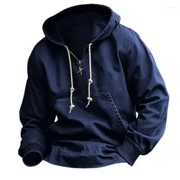 Erkek Hoodies Hoodie Sonbahar Kış Kalın İş Giyim Sweatshirt Sıradan Düz Renkli Ceket Erkekler