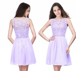 Lilac Chiffon Short Homecoming Dresses Cheap Backless Lace Appliqued Cocktail Party Gown Mini Prom Evening Dresses CPS164 J0425