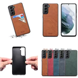 Schlanke Retro-Vollleder-Vogue-Telefonhülle für iPhone 14 13 12 11 Pro Max Samsung Galaxy S23 Ultra S22 S21 S20 Note10 Note20 Strapazierfähige Rückseite mit zwei Kartenfächern