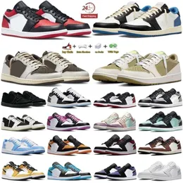 새로운 2024 1 Low 1s Mens 농구화 선인장 x 골프 올리브 올리브 리버스 모카 팬텀 블랙 발가락 게임 왕실 레드 남자 트레이너 스포츠 운동화