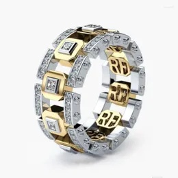 Bröllopsringar ring fashionabla moderna ihåliga tvåfärgade kreativa diamantförlovningsringar Rita22