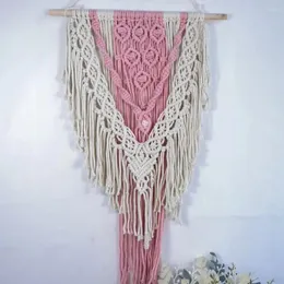 Wandtapijten Macrame Tapestry Boho Decoratie Scandinavische stijl Handgeweven Roze Muuropknoping Boheemse Kamer Woonkamer Art Home Decor