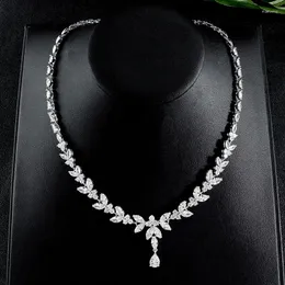 Pendant Necklaces Uilz Luxury Marquise Cut Cubic Zircon Leaf For Women Water Drop Party Bridal Wedding Anniversary Jewelry