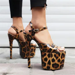 Pxelena sexy sandals lady nachtclub Frauen Stiletto Super High Heels CM Party Prom Date Danz Sommerschuhe Leopard