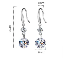 فاخرة صافية Zircon Dangle Earrings Women Girls Sweet Fashion S925 Sterling Silver Bling Diamond Elegant Eling Eling