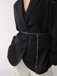 Paski projektant mody srebrny metalowy łańcuch talii gorset dla kobiet elastyczne wysokiej jakości sukienki dżinsowe akcesoria Y2K