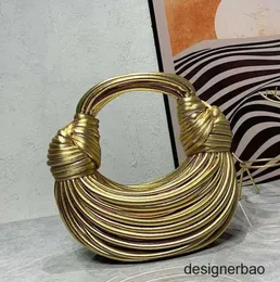 Designer Tote Noodle Bag äkta läderhandväska Ladys handväskor Handvävda väskor Knutade Draped Hobo Silver Evening Gold