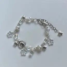 Pulseira artesanal de pérolas de estrela cadente | Pulseiras de joias coquete Y2K