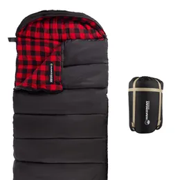 Sleeping Bag 32F Rated XL 3 Season with Hood by Outdoors Black