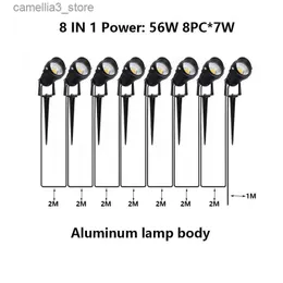 잔디밭 램프 4-6-8 1 개의 야외 LED 정원 조명 워터 프 로프 잔디밭 램프 28W42W56W 풍경 스파이크 스포트라이트 24V110V220V 알루미늄 램프 Q231125