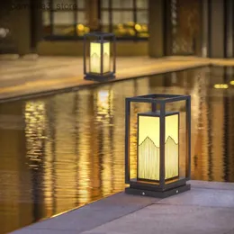 Lâmpadas de gramado moderno estilo chinês ao ar livre à prova d'água LED luz de gramado 10W folha galvanizada imitação de mármore villa jardim parque paisagem lâmpada q231125