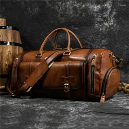 Duffel Bags Luufan Big Capacity Men Duffle Bag Women Genuine Leather Travel Overnight Weekend Luuage Large Handbag Man Messenger