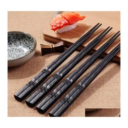 Chopsticks Glass Fiber Eloy Black Reusable Diskmaskin Safe Sushi Fast Food Noodles Chop Sticks Chinese Bestall Drop Delivery Home G DHSXO