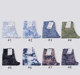 يوجا الزي ll tie-dye yoga leggings دفع اللياقة البدنية الصديقة للبشرة عالية الخصر محاذاة سلسة الورك الورك رفع tie-died capris capris التاسعة السراويل الركض 6 ألوان