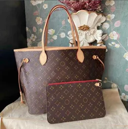 디자이너 MM PM GM Vintage Never Totes Full Women 큰 쇼핑백 핸드백 고급 여성 어깨 크로스 바디 백 코인 지갑 2pcs 복합 가방