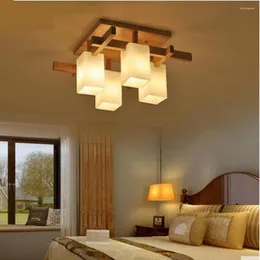 Luzes de teto Nordic Creative Wood Led Lamp Room de estar do quarto tatami estilo chinês japonês lu630 z