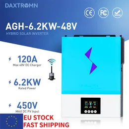 DAXTROMN EU 6.2KW 하이브리드 태양 광 인버터 MPPT 450VDC 120A PV 입력 그리드 피드백 48V 배터리 순수한 사인파 태양 광 인버터 Wi -Fi