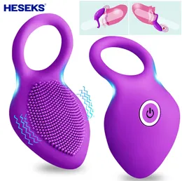 Cockrings Heseks Anneau de pénis vibration stimulateur clitoridien jouet sexuel point G pour les couples pour retarder le léchage de l'orgasme vaginal verrouillage vibrateur à manchon de doigt 230425