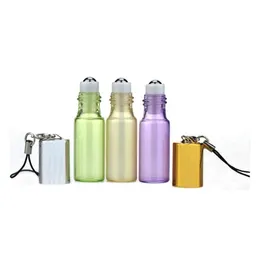 Packing Bottles Wholesale 2021 Mini 5Ml Travel Pot Portable Empty Refillable Glass Sample Roll On Bottle With Pendant For Essential Dhq6Y