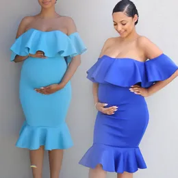 Maternity Dresses Elegant For Poshoot Ruffles Pography Props Pregnant Clothes Off the Shoulder Party Dress Baby Shower 230425