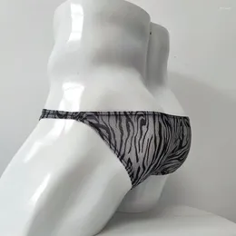 Underpants Low Waist Men's Underwear Boy Bikini Para Hombre Semi Transparent Mesh Sexy Briefs Printed Breathable Sous Vetement Homme Slips