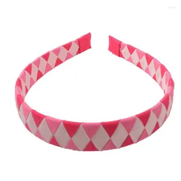 Hårtillbehör vävda pannband för kvinnor flicka lady headwear band weave winding geometric checkered band hoop 50 st fj3107