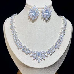 Wedding Jewelry Sets Luxury Bridal Jewelry Set Gorgeous Water Drop Cubic Zirconia Ladies Party Wedding Necklace And Earrings X0010 230425