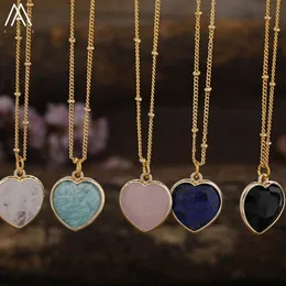 Chokers Natural Roses Quartz Heart Pendant Necklace For Women Elegant Romatic Gems Stone Necklace Jewelry Gifts Dropship 231124