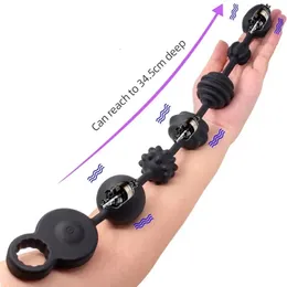 Vibradores 42cm Super Long Butt Plug com 3 Vibrando Anal BallsBeads Feito de Silicone para Gay Homens Mulheres Casal Erótico Jogos Sexuais Jogar 231124