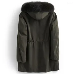 Men's Down Fur Collar Parka Mens Jackets Coats Real Liner Coat Winter Jacket Men Long Warm Parkas 1701 MY1152