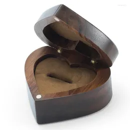 Caschetti per gioielli Proposta di matrimonio Box Single Anello Nalnut Flip Storage Retrò Dust Aound Pratico in legno pratico